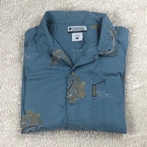 Columbia Swordfish and Hibiscus Hawaiian Shirt